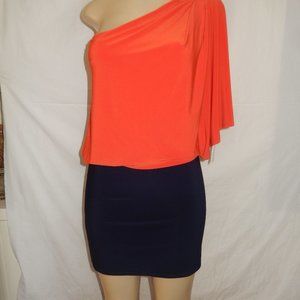 Jessica Simpson red and Navy blue One shoulder dress